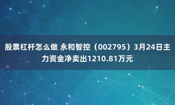 股票杠杆怎么做 永和智控（002795）3月24日主力资金净卖出1210.81万元