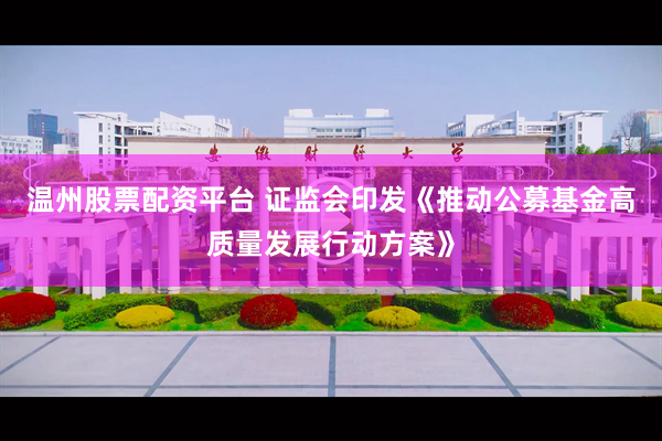 温州股票配资平台 证监会印发《推动公募基金高质量发展行动方案》